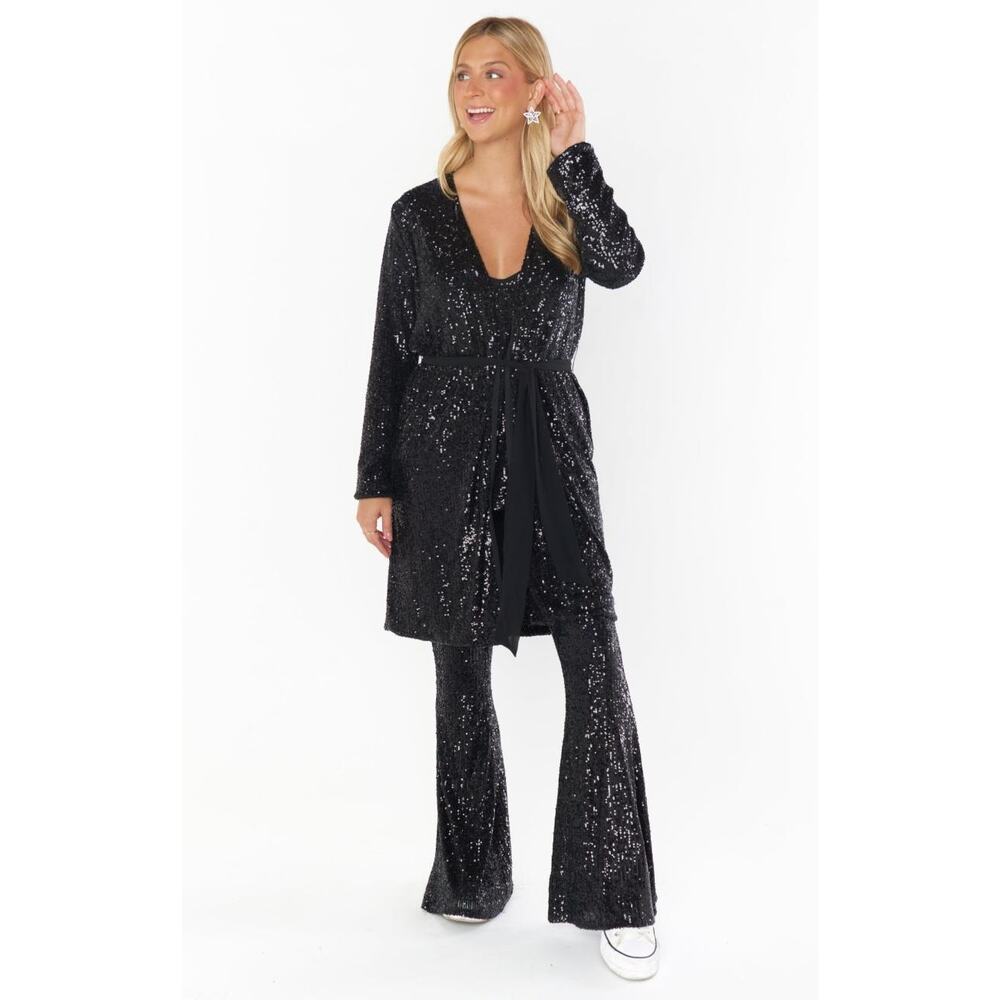 Show Me Your Mumu Encore Sequin Duster Black Size 1X